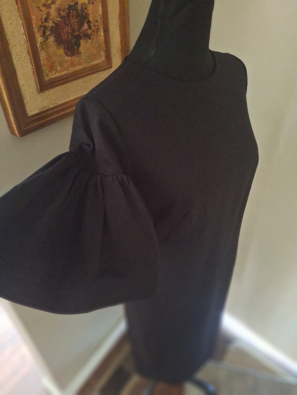 NEW Kate Spade Black Midi Dress Flounce Sleeve Tailored Silhouette Sz M